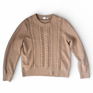 GAP Women’s Medium Cable Knit Cotton Sweater Tan